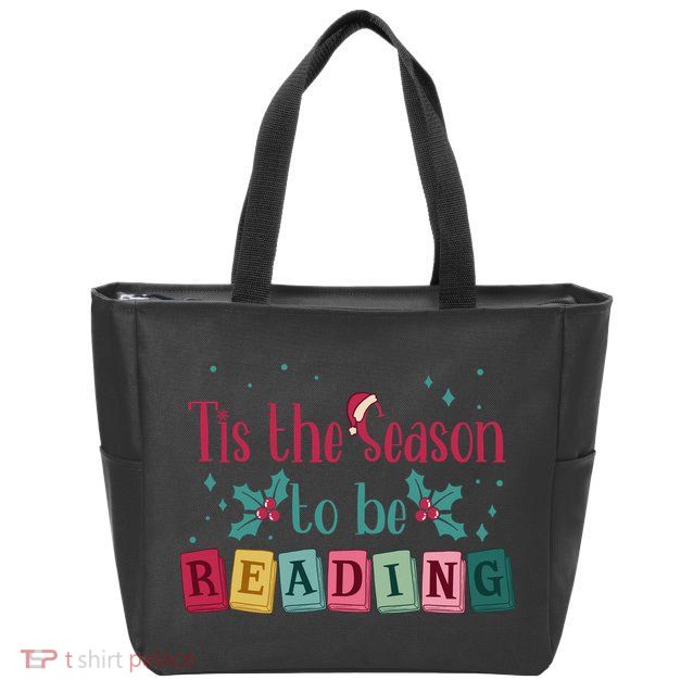 Tis The Season To Be Reding Christmas Reading Books Gift Zip Tote Bag