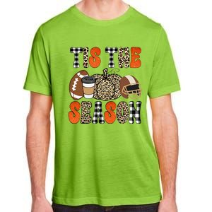 Tis The Season Pumpkin Leaf Latte Fall Thanksgiving Football Adult ChromaSoft Performance T-Shirt