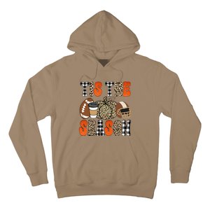 Tis The Season Pumpkin Leaf Latte Fall Thanksgiving Football Hoodie