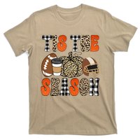 Tis The Season Pumpkin Leaf Latte Fall Thanksgiving Football T-Shirt