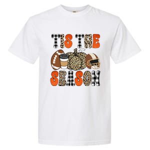 Tis The Season Pumpkin Leaf Latte Fall Thanksgiving Football Garment-Dyed Heavyweight T-Shirt