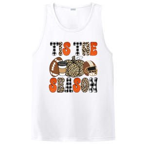 Tis The Season Pumpkin Leaf Latte Fall Thanksgiving Football PosiCharge Competitor Tank