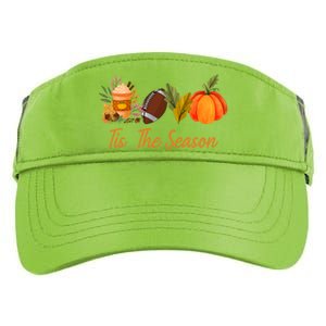 Tis The Season Pumpkin Leaf Latte Fall Thanksgiving Football Gift Adult Drive Performance Visor