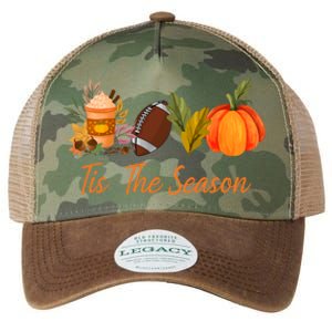 Tis The Season Pumpkin Leaf Latte Fall Thanksgiving Football Gift Legacy Tie Dye Trucker Hat