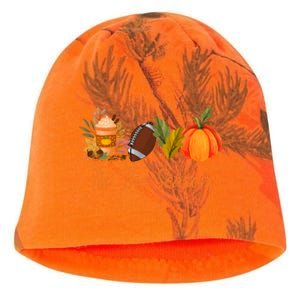 Tis The Season Pumpkin Leaf Latte Fall Thanksgiving Football Gift Kati - Camo Knit Beanie