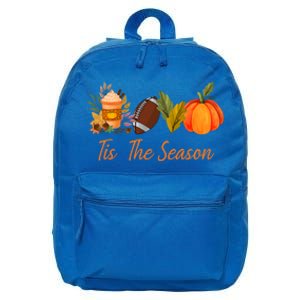 Tis The Season Pumpkin Leaf Latte Fall Thanksgiving Football Gift 16 in Basic Backpack