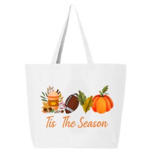 Tis The Season Pumpkin Leaf Latte Fall Thanksgiving Football Gift 25L Jumbo Tote