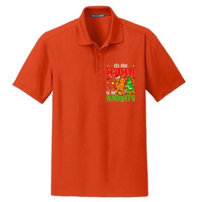 Tis The Season To Be Naughty Christmas Gingerbread Couple Funny Gift Dry Zone Grid Polo