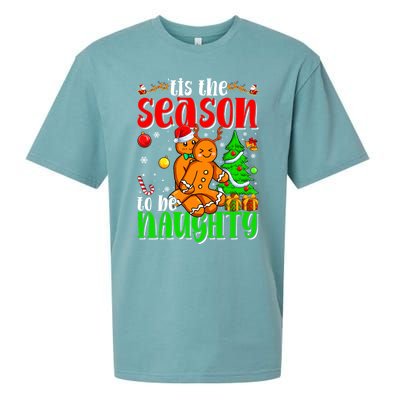 Tis The Season To Be Naughty Christmas Gingerbread Couple Funny Gift Sueded Cloud Jersey T-Shirt