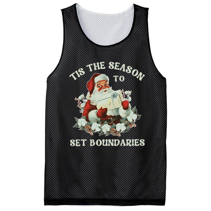 Tis The Season To Set Boundaries Mental Health Santa Quote Mesh Reversible Basketball Jersey Tank