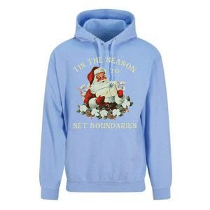 Tis The Season To Set Boundaries Mental Health Santa Quote Unisex Surf Hoodie