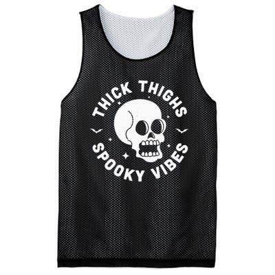 Thick Thighs Spooky Vibes Funny Halloween Skull Workout Gym Mesh Reversible Basketball Jersey Tank