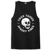 Thick Thighs Spooky Vibes Funny Halloween Skull Workout Gym PosiCharge Competitor Tank