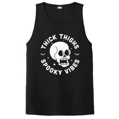 Thick Thighs Spooky Vibes Funny Halloween Skull Workout Gym PosiCharge Competitor Tank