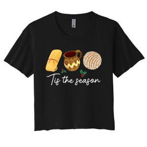 Tis The Season For Tamales Christmas Funny Mexican Women's Crop Top Tee