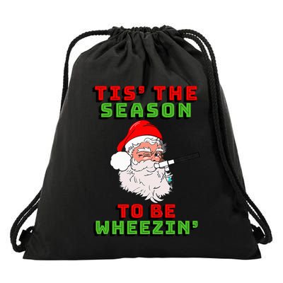Tis The Season To Be Wheezin Respiratory Christmas Design Drawstring Bag