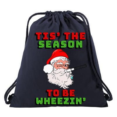 Tis The Season To Be Wheezin Respiratory Christmas Design Drawstring Bag