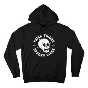 Thick Thighs Spooky Vibes Funny Halloween Skull Workout Gym Hoodie