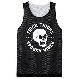 Thick Thighs Spooky Vibes Funny Halloween Skull Workout Gym Mesh Reversible Basketball Jersey Tank