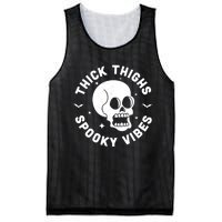 Thick Thighs Spooky Vibes Funny Halloween Skull Workout Gym Mesh Reversible Basketball Jersey Tank