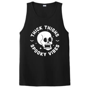 Thick Thighs Spooky Vibes Funny Halloween Skull Workout Gym PosiCharge Competitor Tank