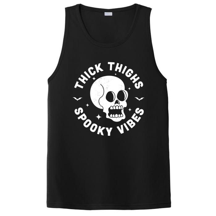 Thick Thighs Spooky Vibes Funny Halloween Skull Workout Gym PosiCharge Competitor Tank