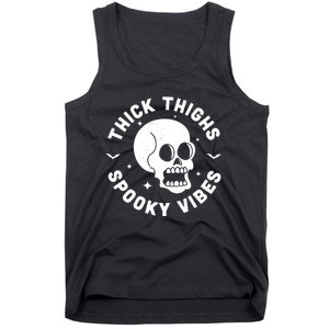 Thick Thighs Spooky Vibes Funny Halloween Skull Workout Gym Tank Top