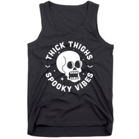 Thick Thighs Spooky Vibes Funny Halloween Skull Workout Gym Tank Top