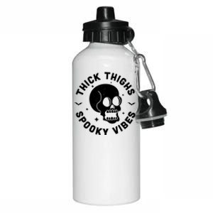 Thick Thighs Spooky Vibes Funny Halloween Skull Workout Gym Aluminum Water Bottle