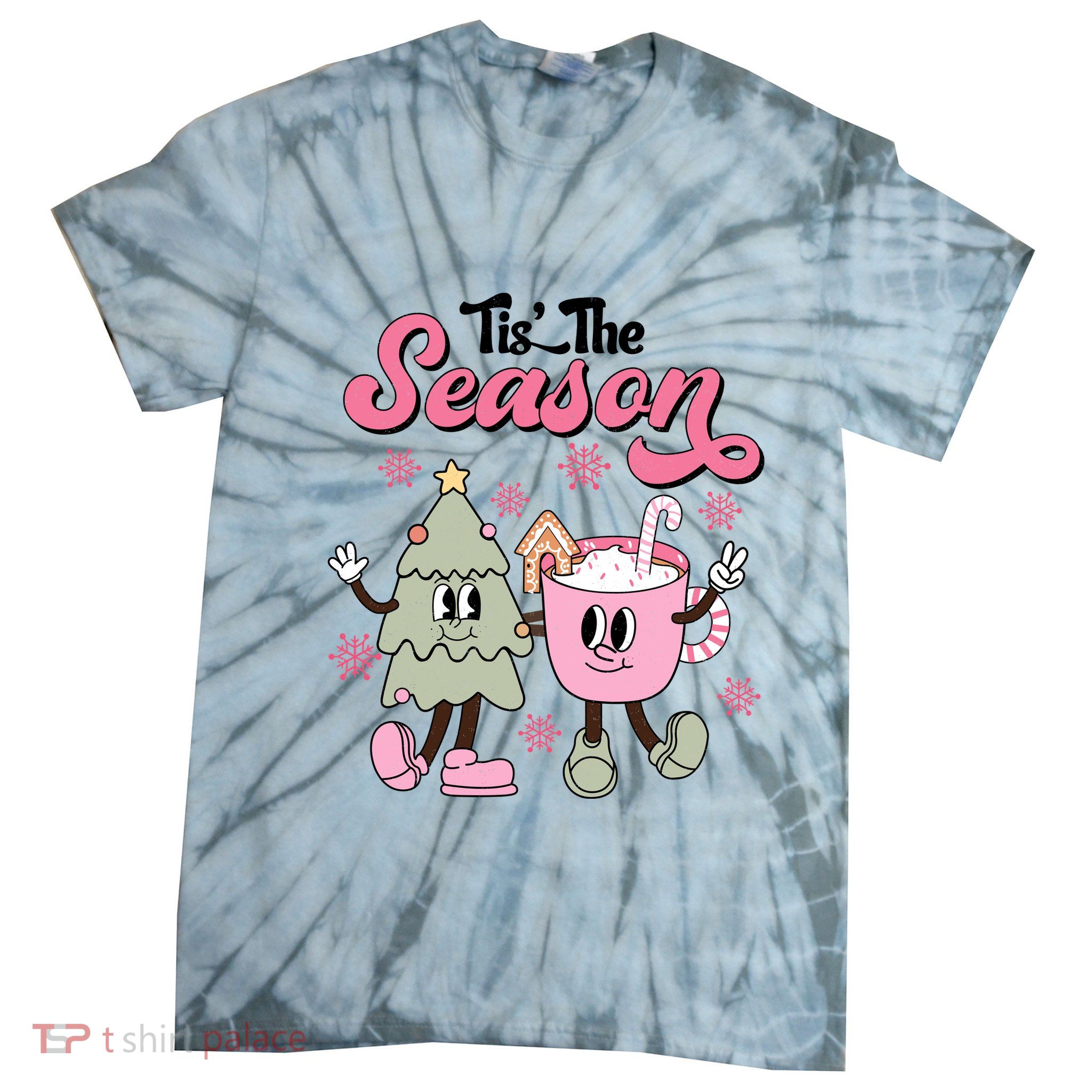 Tis The Season Christmas Jolly Cute Cozy Tie-Dye T-Shirt