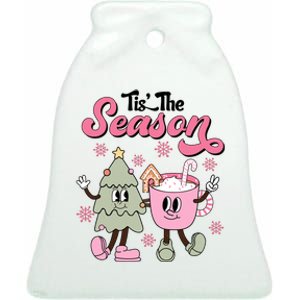 Tis The Season Christmas Jolly Cute Cozy Ceramic Bell Ornament