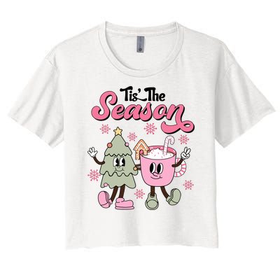 Tis The Season Christmas Jolly Cute Cozy Women's Crop Top Tee