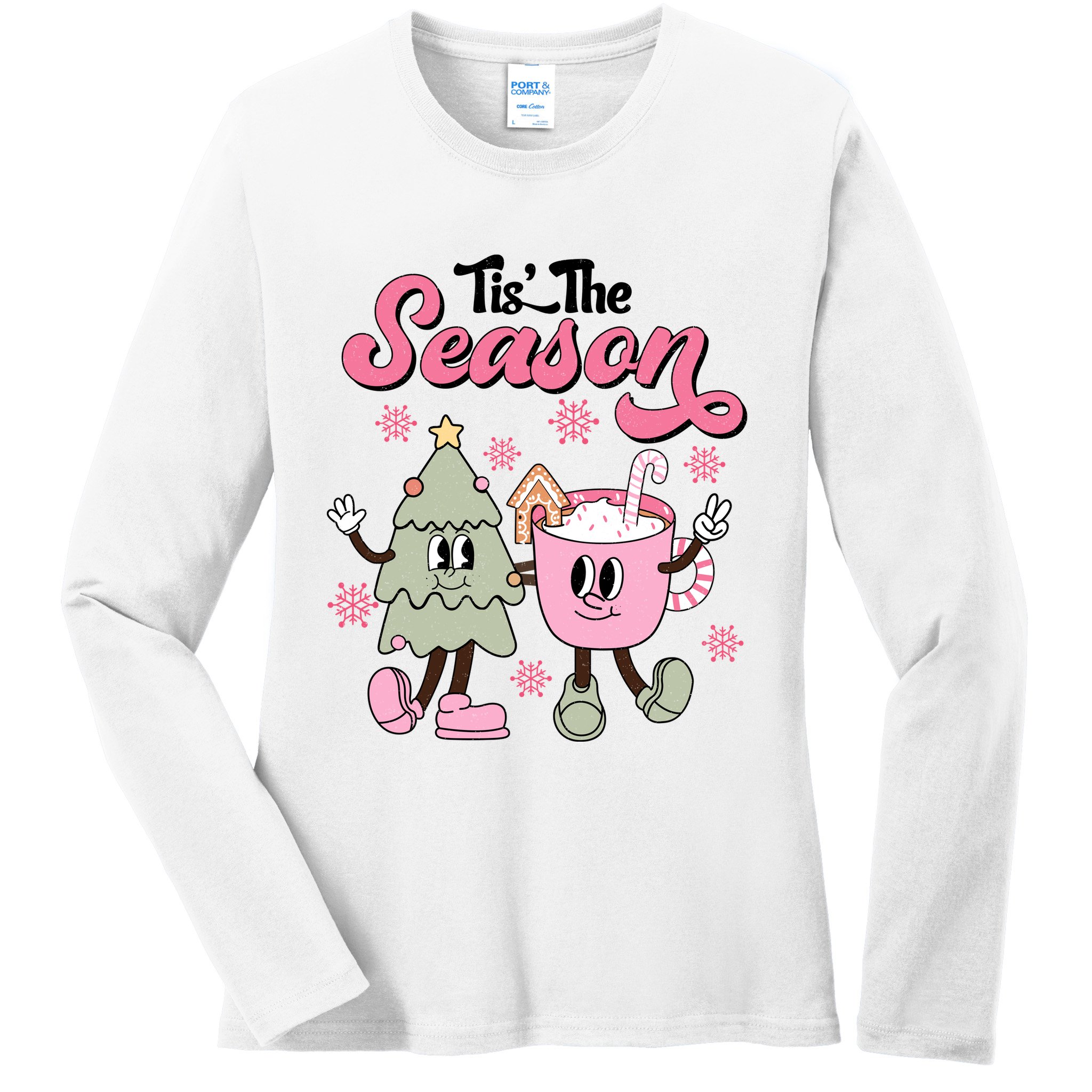 Tis The Season Christmas Jolly Cute Cozy Ladies Long Sleeve Shirt