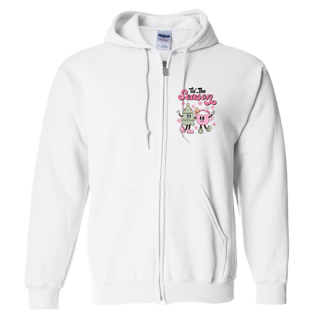 Tis The Season Christmas Jolly Cute Cozy Full Zip Hoodie