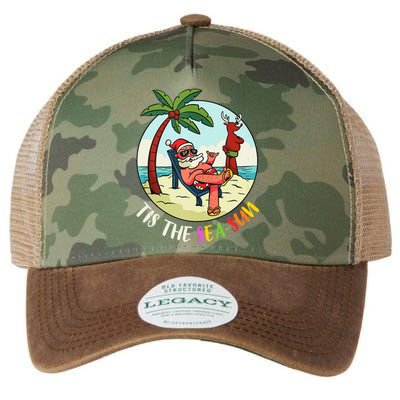 Tis The Sea Sun Funny Santa Beach Summer Christmas In July Legacy Tie Dye Trucker Hat