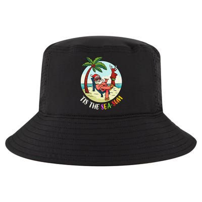 Tis The Sea Sun Funny Santa Beach Summer Christmas In July Cool Comfort Performance Bucket Hat