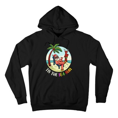 Tis The Sea Sun Funny Santa Beach Summer Christmas In July Hoodie