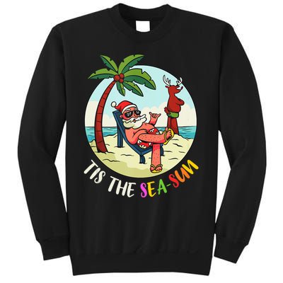 Tis The Sea Sun Funny Santa Beach Summer Christmas In July Sweatshirt