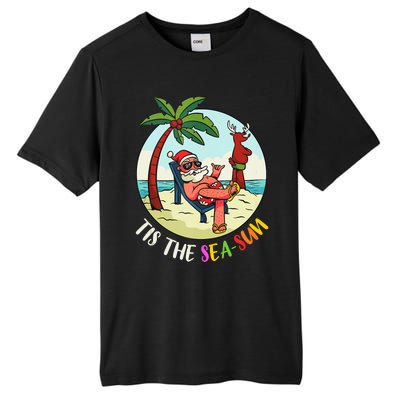 Tis The Sea Sun Funny Santa Beach Summer Christmas In July Tall Fusion ChromaSoft Performance T-Shirt