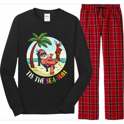 Tis The Sea Sun Funny Santa Beach Summer Christmas In July Long Sleeve Pajama Set