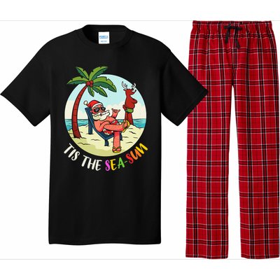 Tis The Sea Sun Funny Santa Beach Summer Christmas In July Pajama Set