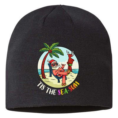 Tis The Sea Sun Funny Santa Beach Summer Christmas In July Sustainable Beanie