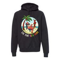 Tis The Sea Sun Funny Santa Beach Summer Christmas In July Premium Hoodie