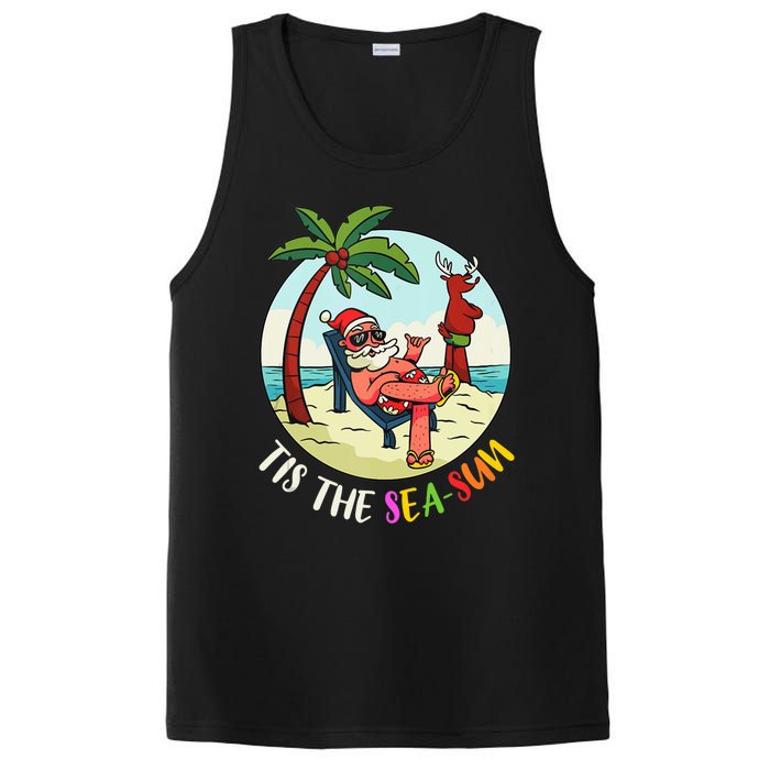 Tis The Sea Sun Funny Santa Beach Summer Christmas In July PosiCharge Competitor Tank