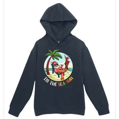 Tis The Sea Sun Funny Santa Beach Summer Christmas In July Urban Pullover Hoodie