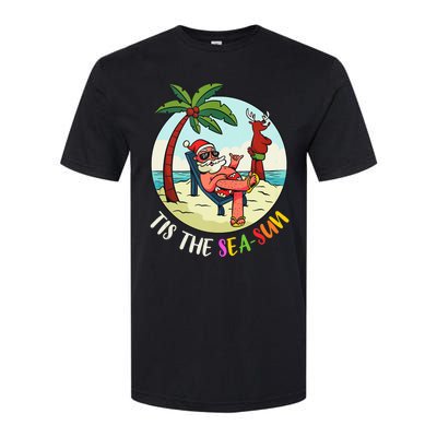 Tis The Sea Sun Funny Santa Beach Summer Christmas In July Softstyle CVC T-Shirt