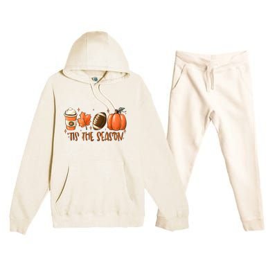 Tis The Season Pumpkin Football Maple Leaf Premium Hooded Sweatsuit Set