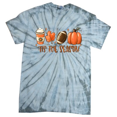 Tis The Season Pumpkin Football Maple Leaf Tie-Dye T-Shirt