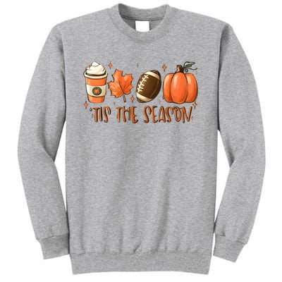 Tis The Season Pumpkin Football Maple Leaf Tall Sweatshirt