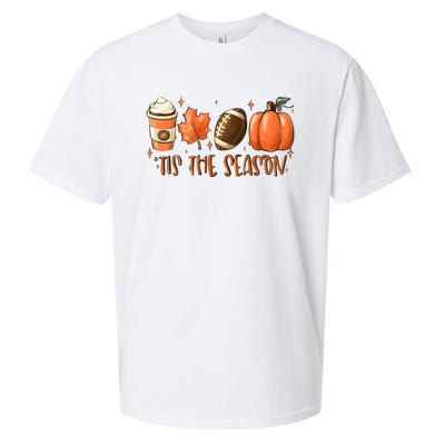 Tis The Season Pumpkin Football Maple Leaf Sueded Cloud Jersey T-Shirt